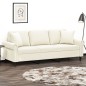 vidaXL 3-Sitzer-Sofa mit Zierkissen Creme 180 cm Samt vidaXL 3-Sitzer-Sofa mit Zierkissen Creme 180 cm Samt