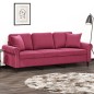 vidaXL 3-Sitzer-Sofa mit Zierkissen Weinrot 180 cm Samt vidaXL 3-Sitzer-Sofa mit Zierkissen Weinrot 180 cm Samt