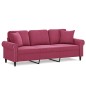 vidaXL 3-Sitzer-Sofa mit Zierkissen Weinrot 180 cm Samt vidaXL 3-Sitzer-Sofa mit Zierkissen Weinrot 180 cm Samt