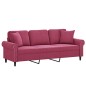 vidaXL 3-Sitzer-Sofa mit Zierkissen Weinrot 180 cm Samt vidaXL 3-Sitzer-Sofa mit Zierkissen Weinrot 180 cm Samt