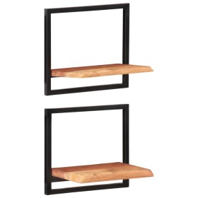 vidaXL Wandregale 2 Stk. 40x24x35 cm Massivholz Akazie und Stahl 
