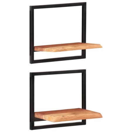 vidaXL Wandregale 2 Stk. 40x24x35 cm Massivholz Akazie und Stahl 