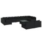 vidaXL 10-tlg. Garten-Lounge-Set mit Kissen Schwarz Poly Rattan vidaXL 10-tlg. Garten-Lounge-Set mit Kissen Schwarz Poly Rattan
