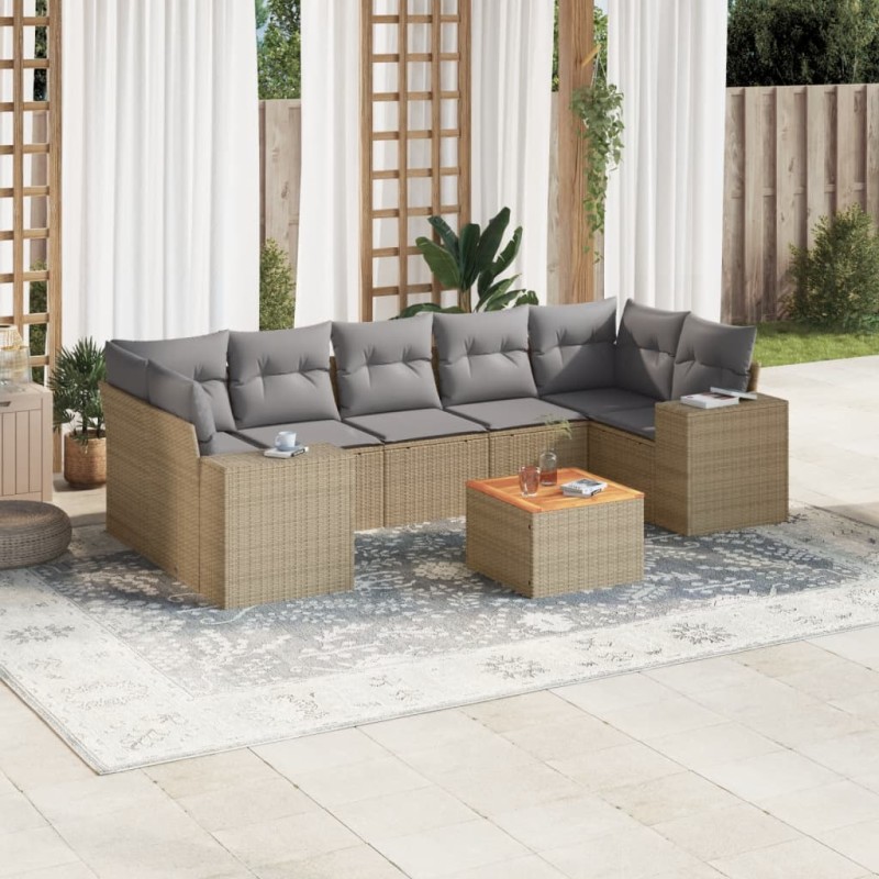 vidaXL 8-tlg. Garten-Sofagarnitur mit Kissen Beige Poly Rattan vidaXL 8-tlg. Garten-Sofagarnitur mit Kissen Beige Poly Rattan