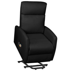 Massagesessel mit Aufstehhilfe Schwarz Kunstleder