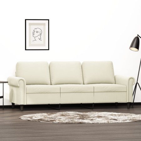 vidaXL 3-Sitzer-Sofa Creme 180 cm Samt