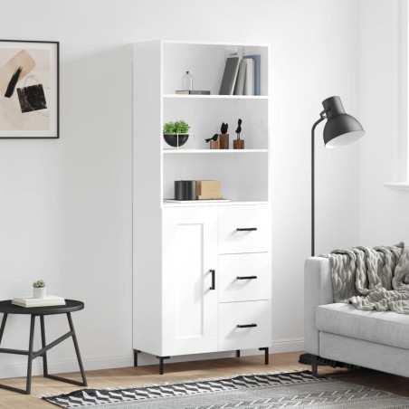 Highboard Hochglanz-Weiß 69,5x34x180 cm Holzwerkstoff