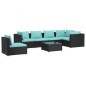 vidaXL 7-tlg. Garten-Lounge-Set mit Kissen Poly Rattan Schwarz vidaXL 7-tlg. Garten-Lounge-Set mit Kissen Poly Rattan Schwarz