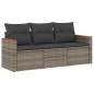vidaXL 3-tlg. Garten-Sofagarnitur mit Kissen Grau Poly Rattan vidaXL 3-tlg. Garten-Sofagarnitur mit Kissen Grau Poly Rattan