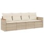 vidaXL 4-tlg. Garten-Sofagarnitur mit Kissen Beige Poly Rattan vidaXL 4-tlg. Garten-Sofagarnitur mit Kissen Beige Poly Rattan