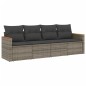 vidaXL 4-tlg. Garten-Sofagarnitur mit Kissen Grau Poly Rattan vidaXL 4-tlg. Garten-Sofagarnitur mit Kissen Grau Poly Rattan