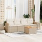 vidaXL 5-tlg. Garten-Sofagarnitur mit Kissen Beige Poly Rattan vidaXL 5-tlg. Garten-Sofagarnitur mit Kissen Beige Poly Rattan