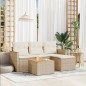 vidaXL 5-tlg. Garten-Sofagarnitur mit Kissen Beige Poly Rattan vidaXL 5-tlg. Garten-Sofagarnitur mit Kissen Beige Poly Rattan