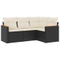 vidaXL 4-tlg. Garten-Sofagarnitur mit Kissen Schwarz Poly Rattan vidaXL 4-tlg. Garten-Sofagarnitur mit Kissen Schwarz Poly Rattan
