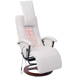 Shiatsu-Massagesessel Weiß Kunstleder
