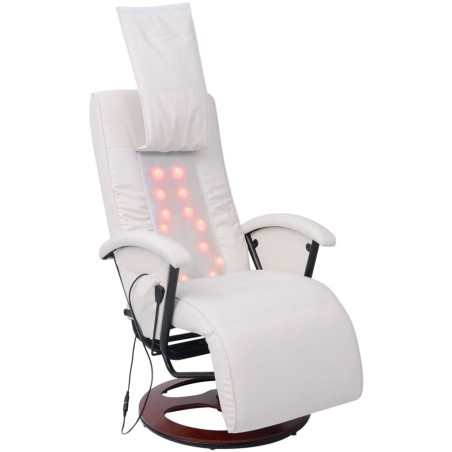 Shiatsu-Massagesessel Weiß Kunstleder