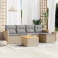vidaXL 6-tlg. Garten-Sofagarnitur mit Kissen Beige Poly Rattan vidaXL 6-tlg. Garten-Sofagarnitur mit Kissen Beige Poly Rattan