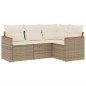 vidaXL 4-tlg. Garten-Sofagarnitur mit Kissen Beige Poly Rattan vidaXL 4-tlg. Garten-Sofagarnitur mit Kissen Beige Poly Rattan