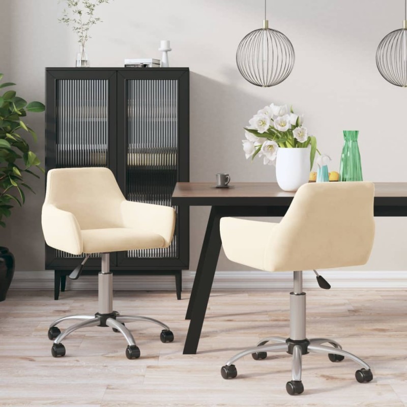 Esszimmerstühle 2 Stk. Drehbar Creme Samt Esszimmerstühle 2 Stk. Drehbar Creme Samt