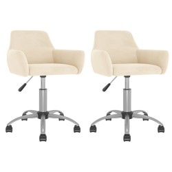 Esszimmerstühle 2 Stk. Drehbar Creme Samt