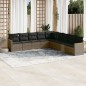 vidaXL 9-tlg. Garten-Sofagarnitur mit Kissen Grau Poly Rattan vidaXL 9-tlg. Garten-Sofagarnitur mit Kissen Grau Poly Rattan