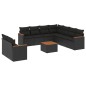 vidaXL 10-tlg. Garten-Sofagarnitur mit Kissen Schwarz Poly Rattan vidaXL 10-tlg. Garten-Sofagarnitur mit Kissen Schwarz Poly Rattan