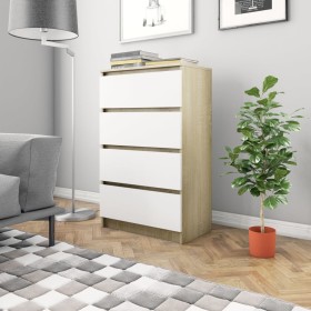 vidaXL Sideboard Weiß Sonoma-Eiche 60x35x98,5 cm Holzwerkstoff