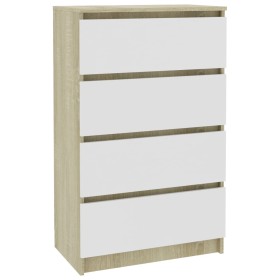 vidaXL Sideboard Weiß Sonoma-Eiche 60x35x98,5 cm Holzwerkstoff