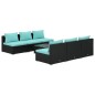 vidaXL 7-tlg. Garten-Lounge-Set mit Kissen Poly Rattan Schwarz vidaXL 7-tlg. Garten-Lounge-Set mit Kissen Poly Rattan Schwarz