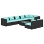 vidaXL 9-tlg. Garten-Lounge-Set mit Kissen Schwarz Poly Rattan vidaXL 9-tlg. Garten-Lounge-Set mit Kissen Schwarz Poly Rattan