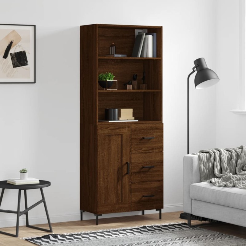 Highboard Braun Eichen-Optik 69,5x34x180 cm Holzwerkstoff Highboard Braun Eichen-Optik 69,5x34x180 cm Holzwerkstoff