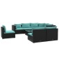 vidaXL 9-tlg. Garten-Lounge-Set mit Kissen Poly Rattan Schwarz vidaXL 9-tlg. Garten-Lounge-Set mit Kissen Poly Rattan Schwarz