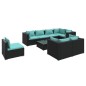 vidaXL 9-tlg. Garten-Lounge-Set mit Kissen Poly Rattan Schwarz vidaXL 9-tlg. Garten-Lounge-Set mit Kissen Poly Rattan Schwarz
