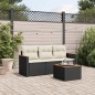 vidaXL 4-tlg. Garten-Sofagarnitur mit Kissen Schwarz Poly Rattan vidaXL 4-tlg. Garten-Sofagarnitur mit Kissen Schwarz Poly Rattan