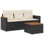 vidaXL 4-tlg. Garten-Sofagarnitur mit Kissen Schwarz Poly Rattan vidaXL 4-tlg. Garten-Sofagarnitur mit Kissen Schwarz Poly Rattan