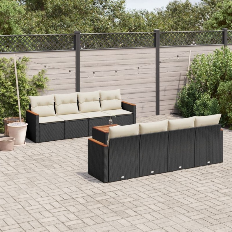 vidaXL 9-tlg. Garten-Sofagarnitur mit Kissen Schwarz Poly Rattan vidaXL 9-tlg. Garten-Sofagarnitur mit Kissen Schwarz Poly Rattan