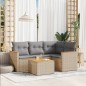 vidaXL 5-tlg. Garten-Sofagarnitur mit Kissen Beige Poly Rattan vidaXL 5-tlg. Garten-Sofagarnitur mit Kissen Beige Poly Rattan