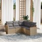 vidaXL 5-tlg. Garten-Sofagarnitur mit Kissen Beige Poly Rattan vidaXL 5-tlg. Garten-Sofagarnitur mit Kissen Beige Poly Rattan