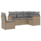 vidaXL 5-tlg. Garten-Sofagarnitur mit Kissen Beige Poly Rattan vidaXL 5-tlg. Garten-Sofagarnitur mit Kissen Beige Poly Rattan