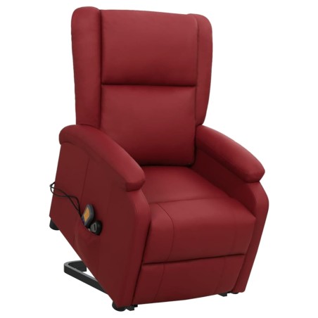 Massagesessel mit Aufstehhilfe Weinrot Kunstleder