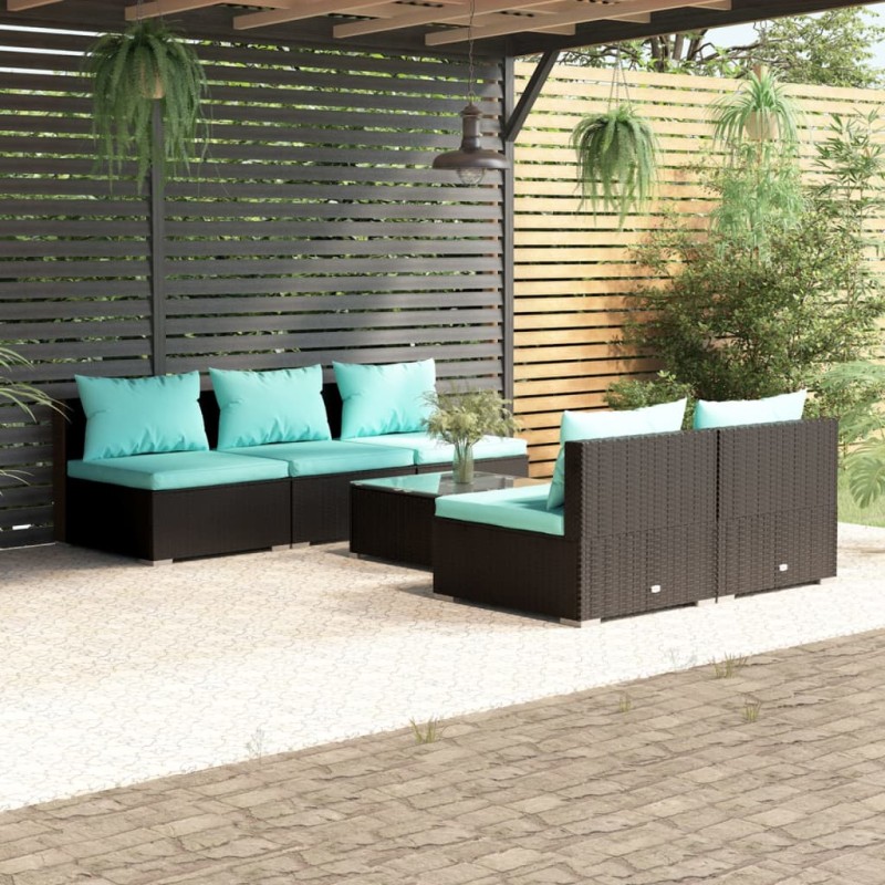 vidaXL 6-tlg. Garten-Lounge-Set mit Kissen Poly Rattan Schwarz vidaXL 6-tlg. Garten-Lounge-Set mit Kissen Poly Rattan Schwarz