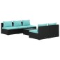 vidaXL 6-tlg. Garten-Lounge-Set mit Kissen Poly Rattan Schwarz vidaXL 6-tlg. Garten-Lounge-Set mit Kissen Poly Rattan Schwarz