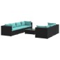 vidaXL 8-tlg. Garten-Lounge-Set mit Kissen Poly Rattan Schwarz vidaXL 8-tlg. Garten-Lounge-Set mit Kissen Poly Rattan Schwarz