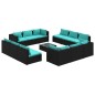 vidaXL 13-tlg. Garten-Lounge-Set mit Kissen Poly Rattan Schwarz vidaXL 13-tlg. Garten-Lounge-Set mit Kissen Poly Rattan Schwarz