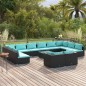 vidaXL 13-tlg. Garten-Lounge-Set mit Kissen Schwarz Poly Rattan vidaXL 13-tlg. Garten-Lounge-Set mit Kissen Schwarz Poly Rattan