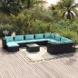 vidaXL 11-tlg. Garten-Lounge-Set mit Kissen Poly Rattan Schwarz vidaXL 11-tlg. Garten-Lounge-Set mit Kissen Poly Rattan Schwarz