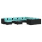 vidaXL 11-tlg. Garten-Lounge-Set mit Kissen Poly Rattan Schwarz vidaXL 11-tlg. Garten-Lounge-Set mit Kissen Poly Rattan Schwarz