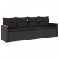 vidaXL 4-tlg. Garten-Sofagarnitur mit Kissen Schwarz Poly Rattan vidaXL 4-tlg. Garten-Sofagarnitur mit Kissen Schwarz Poly Rattan