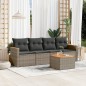 vidaXL 5-tlg. Garten-Sofagarnitur mit Kissen Grau Poly Rattan vidaXL 5-tlg. Garten-Sofagarnitur mit Kissen Grau Poly Rattan
