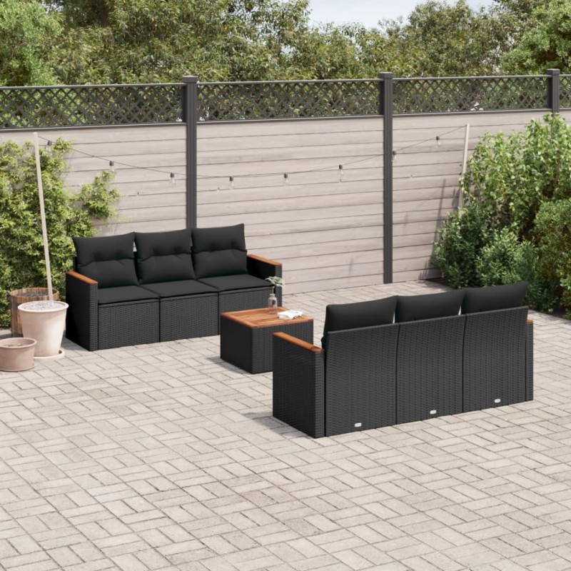 vidaXL 7-tlg. Garten-Sofagarnitur mit Kissen Schwarz Poly Rattan vidaXL 7-tlg. Garten-Sofagarnitur mit Kissen Schwarz Poly Rattan